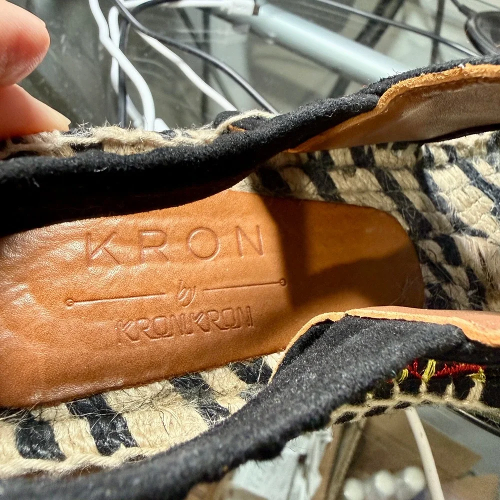 Kron by KronKron Women's Sz 8.5 Embroidered Platform Espadrille Sandals Colorful